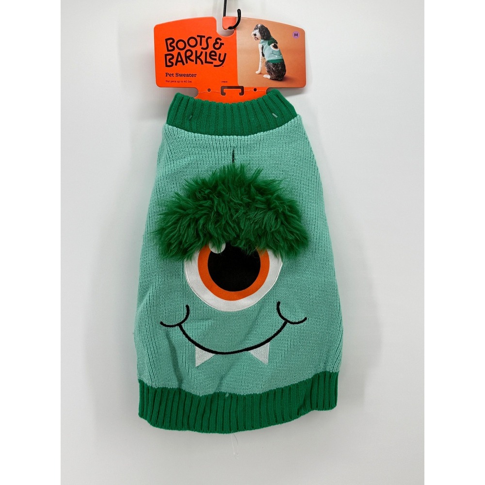 Boots & Barkley Green Monster Pet Sweater Dog Size Medium NWT